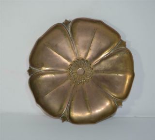 Vintage Brass Lotus Flower Petal Shaped Dish Plate 8 " Diameter