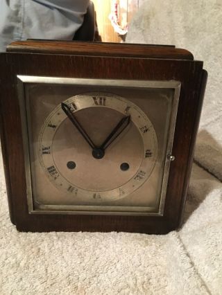 Vintage,  Art Deco,  Wooden Mantel Clock,  Laing,  Glasgow.