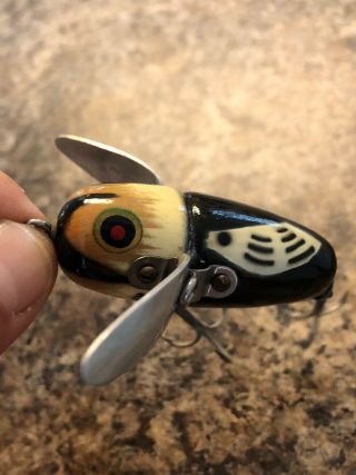 Vintage Heddon Crazy Crawler Wood Fishing Lure - Red Dots On Belly