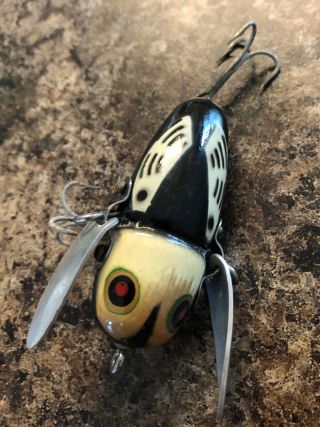 Vintage Heddon Crazy Crawler Wood Fishing Lure - Red Dots On Belly 2
