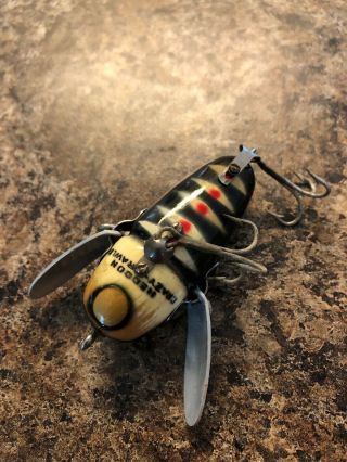 Vintage Heddon Crazy Crawler Wood Fishing Lure - Red Dots On Belly 3