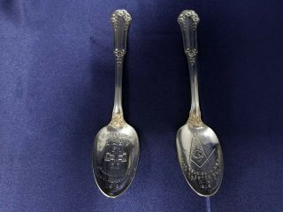 (2) Mcalester,  Okla. ,  A.  A.  S.  R. ,  Silverplate Souvenir Spoons,  Wallingford Co.