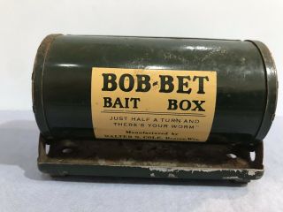 Vintage Bob - Bet Bait Box,  Belt Mount Worm Container,  Fishing Memorabilia
