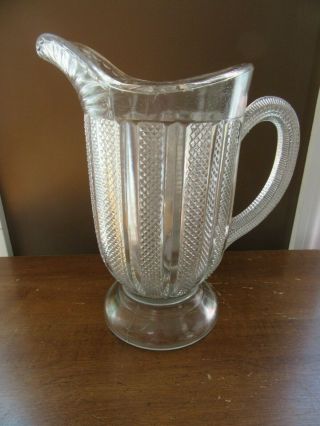Antique Eapg Royal Glass Co Water Pitcher File Pattern C.  1898 Paneled Diamond