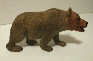 Antique 6 " Black Forest Carved Wood Bear With Glass Eyes - Vintage