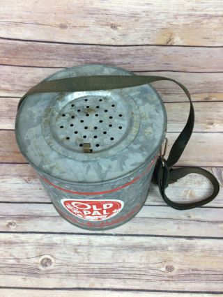 Vintage Old Pal Wade - R - Floater Minnow Galvanized Bait Bucket 3