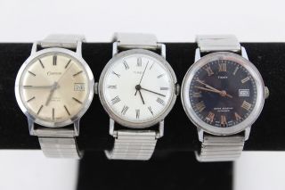 3 X Vintage Gents Wristwatches Hand - Wind Automatic Inc Timex,  Chateau