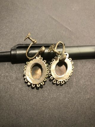 vintage antique silver 800 mother of pearl girl cameo Earrings 2
