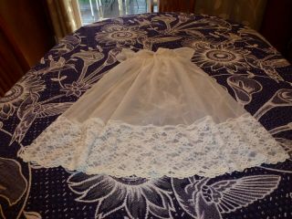 VINTAGE 1950 ' s baby DOLL dress PEIGNOIR negligee CHRISTENING GOWN nylon LACE 4
