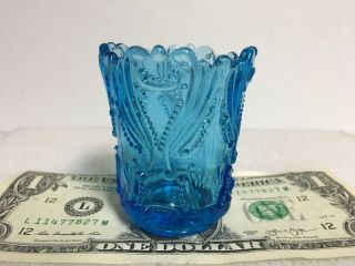 Antique EAPG Jefferson Glass Co.  IDYLLE Toothpick Holder c 1907 251 BLUE 2