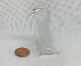 Clear Blown Glass Penguin Animal Perfume Bottle Decanter Vintage