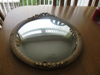Vintage Imperial French Convex Fish Eye Mirror Gold Circular Ornate,  20 " In Dia.