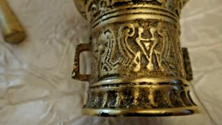 Antique Brass Mortar & Pestle Anno 1590 Niette Verwinit 7
