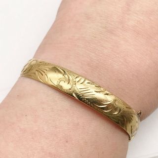 Antique Victorian 9ct Rolled Gold Fancy Design Ladies Bangle Bracelet