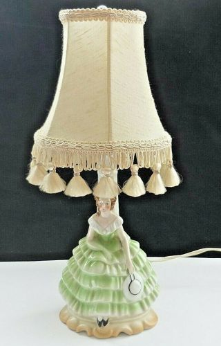 Art Deco Crinoline Lady Figurine Lamp With Shade