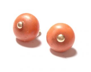 Small Antique Victorian 9ct Gold And Coral Buttons