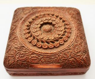 Vintage Asian Hand Carved Decorative Wooden Trinket Box