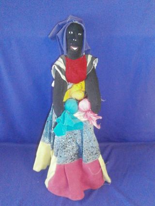 Vintage Caribbean Souvenir Cloth Folk Art Black Girl Doll Circa1950s 17 Inch 19