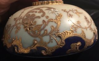 Exquisite Antique Cobalt Gilt Porcelain Moriage Butter Dish Dome Only