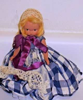 Nancy An Storybook Doll Vintage Blue White Check Dress