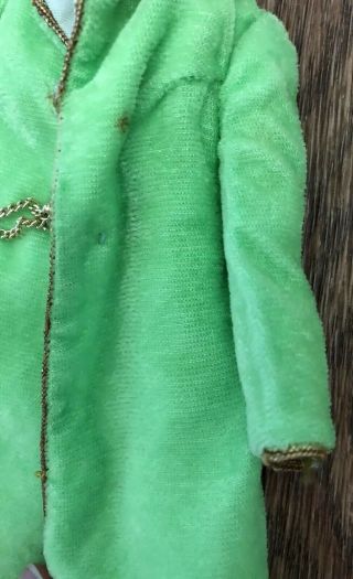 Vintage Mod Barbie Doll VELVET VENTURE GREEN COAT Black Label Outfit Clothes 3