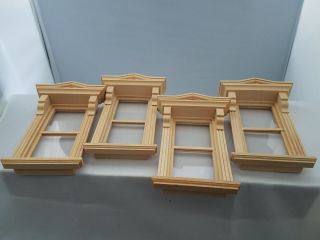 Dollhouse Miniature Houseworks (4) Wooden Windows Assembled