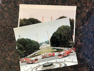 2 Vintage Photos Harrisburg,  Pa Fire Dept Vehicles On Display State Capital,  1988