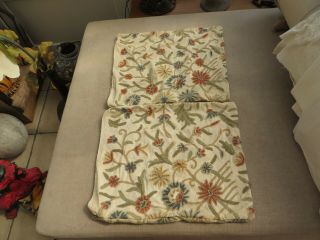 2 Vintage Quality Stunning Crewel Work Cushion Covers Floral Decoration 16 " /18 "