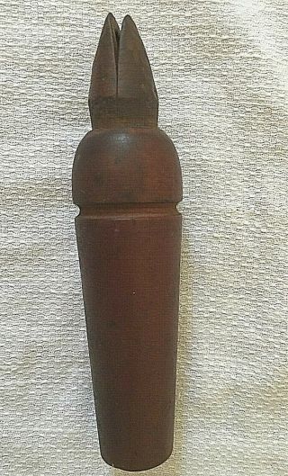 Antique Vintage Wood Turned Duck Call Brass Reed Unmarked