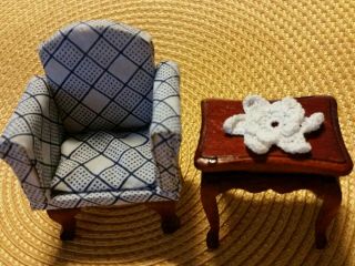 Vintage Miniature Dollhouse Furniture Front Room Chair,