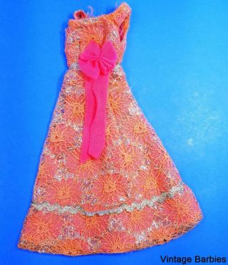 Barbie Doll Sized Pink Gown / Dress Minty Vintage 1960 