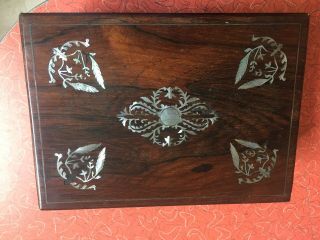 Antique Inlaid / Mother Of Pearl Wooden Box