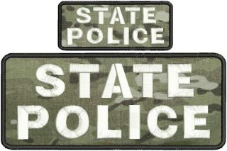 State Police Embroidery Patches 4 X 10 " And 2x5 Hook On Back Multicam