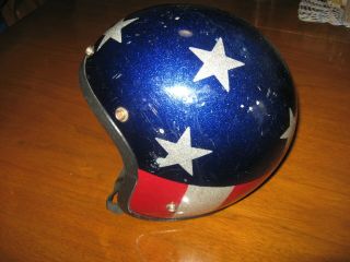 Vintage,  Fury Helmet Red - White & Blue,  Stars And Stripes W/metal Flake Size - S.