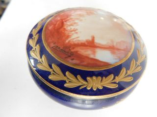 Antique Vintage Sevres Porcelain Trinket Jar France Artist Signed J P T 4