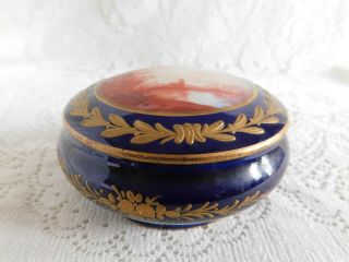 Antique Vintage Sevres Porcelain Trinket Jar France Artist Signed J P T 6