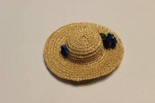 Vintage Ginny Doll Straw Hat Blue Flowers Accessory Fits Madam Alexanderkins
