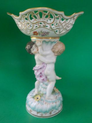 Antique Kpm Berlin Porcelain Figural Children Centerpiece Bowl Hp Deutschblumen