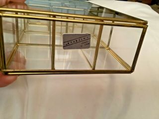 Vtg Glass and Brass Small Curio wall table top Display Cabinet shelf miniature 3