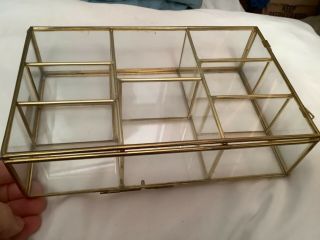 Vtg Glass and Brass Small Curio wall table top Display Cabinet shelf miniature 4