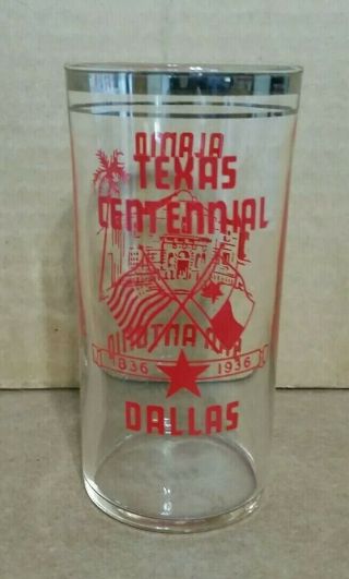 Texas Centennial Souvenir Glass,  1936