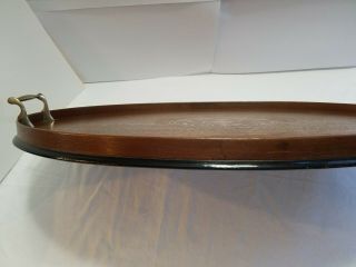 Antique WOOD Butler ' s OVAL SERVING TRAY 5