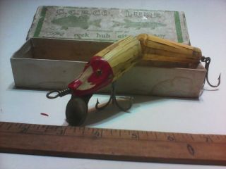 Early Vintage Canadian Bait Abbey Imbrie? Wood Jointed Lure With Rare Hardware