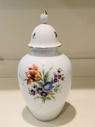 Hochst Hand Painted Porcelain Floral Lidded Urn/vase