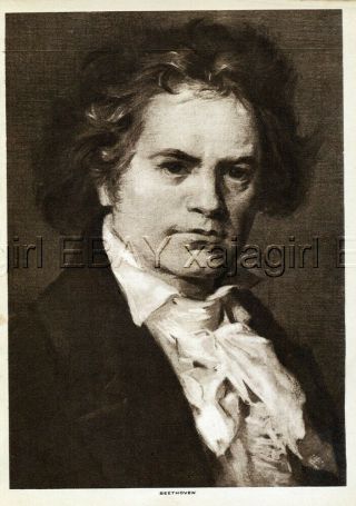 Music Ludwig Von Beethoven,  Lovely 1913 Antique Print