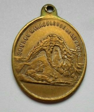 Antique 1858 Virgin Mary Lourdes Apparition French Religious Medal