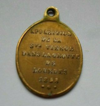 ANTIQUE 1858 VIRGIN MARY LOURDES APPARITION FRENCH RELIGIOUS MEDAL 2