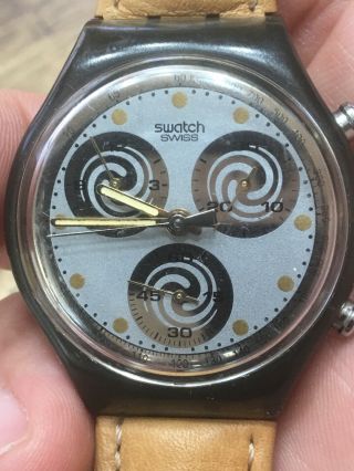 Vintage Swatch 29 Ag 1991 22 Jewels Chronograph Watch Baterry Running.
