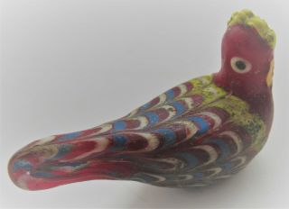 Ancient Phoenician Mosiac Glass Bird Bead Amulet Pendant