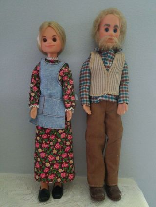 Vintage 1975 Mattel Sunshine Family Dolls Grandma And Grandpa